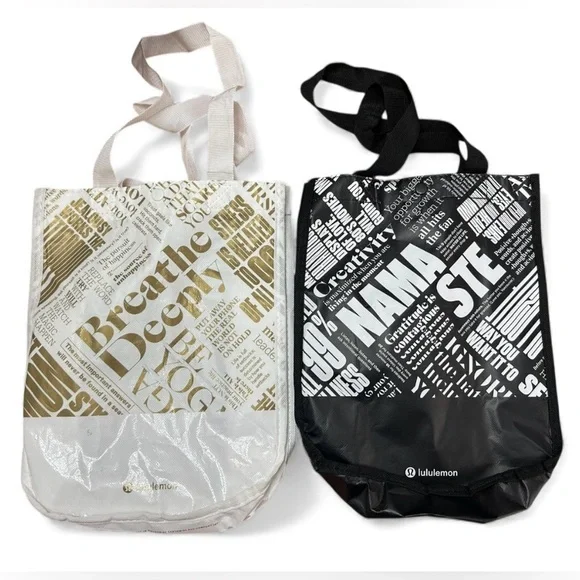 Lululemon Athletica Black and Gold Graphic Tote Bags - Picture 2 of 3